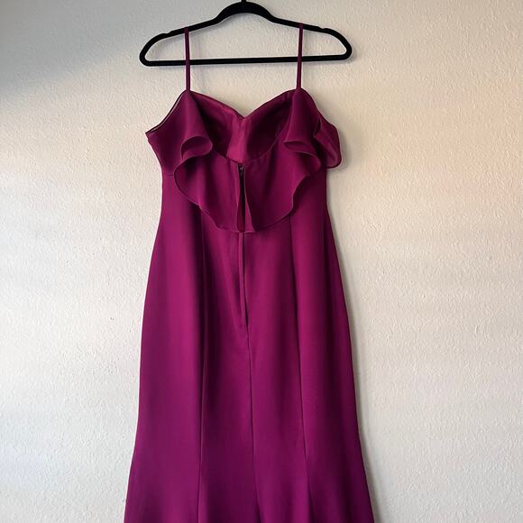 Madison James Maxi Strappy Formal Gown Prom Dress Long burgundy Sheer‎ Size 10 - Picture 6 of 10
